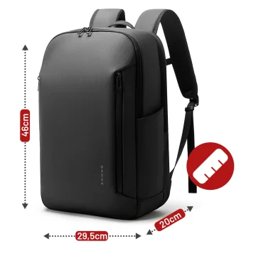 Voděodolný batoh Bange 26L pro notebooky do 15,6" – prostorný a pohodlný, odolný a prodyšný, do města i na cesty, do práce i do letadla, unisex – černý