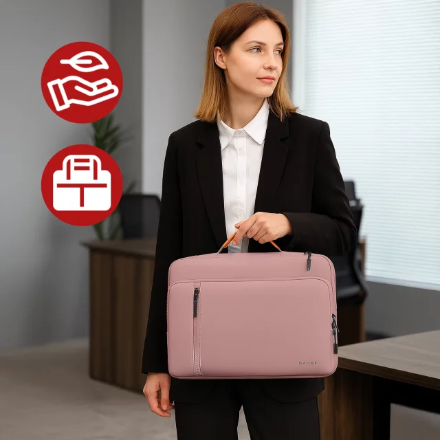 Bange wasserdichte Laptoptasche für Laptops bis 15,6 Zoll – geräumig und komfortabel, robust und atmungsaktiv, ideal für Stadt und Reisen, Büro und Flug, Unisex – Pink