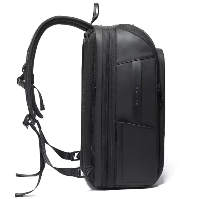 Bange wasserdichter Rucksack für 15,6-Zoll-Laptop, Stadtreisender, 45 x 30 x 16 cm, für Arbeit, Flugzeug, Herren, Damen, mit USB-Anschluss Schwarz