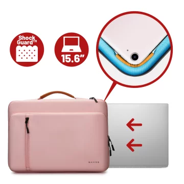 Voděodolná brašna Bange na notebook do 15,6" - prostorná a pohodlná, odolná a prodyšná, městská i cestovní taška do práce i do letadla, unisex - růžová