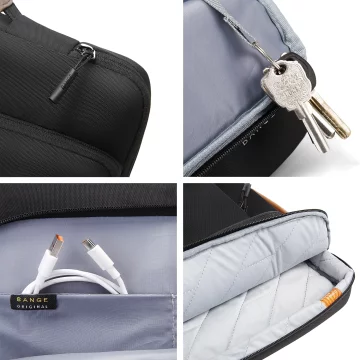 Bange voděodolný batoh na 15,6" notebook, městský cestovatel, 45x30x16 cm, do práce, do letadla, pánské, dámské, s USB portem Černá