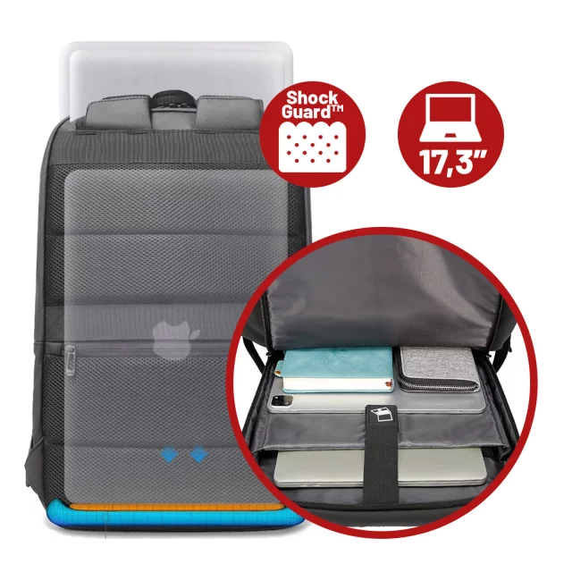 Plecak wodoodporny Bange 23L na laptopy do 17.3" – pojemny i wygodny, port USB do ładowania, miejski i podróżny do pracy i samolotu, z wodoodporną kieszenią na kosmetyki – Czarny