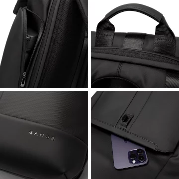 Bange Waterproof Backpack for Laptop 15.6" City Travel 45x30x16 cm for Work Airplane Men's Women's with USB Port Black