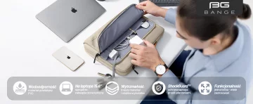 Voděodolná brašna Bange na notebook do 15,6" - prostorná a pohodlná, odolná a prodyšná, městská i cestovní taška do práce i do letadla, unisex - béžová