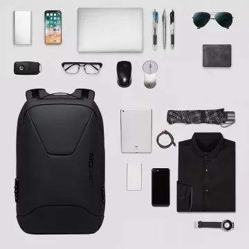 Bange wasserdichter Rucksack für 15,6-Zoll-Laptop, Stadtreisender, 45 x 30 x 16 cm, für Arbeit, Flugzeug, Herren, Damen, mit USB-Anschluss Schwarz