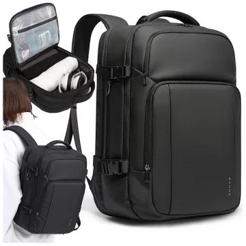 Bange wasserdichter Rucksack für 15,6-Zoll-Laptop, Stadtreisender, 45 x 30 x 16 cm, für Arbeit, Flugzeug, Herren, Damen, mit USB-Anschluss Schwarz