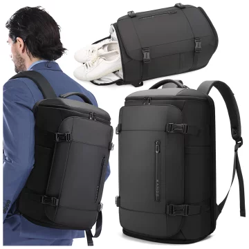 Bange wasserdichter Rucksack für 15,6-Zoll-Laptop, Stadtreisender, 45 x 30 x 16 cm, für Arbeit, Flugzeug, Herren, Damen, mit USB-Anschluss Schwarz