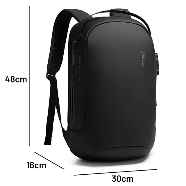 Bange voděodolný batoh na 15,6" notebook, městský cestovatel, 45x30x16 cm, do práce, do letadla, pánské, dámské, s USB portem Černá