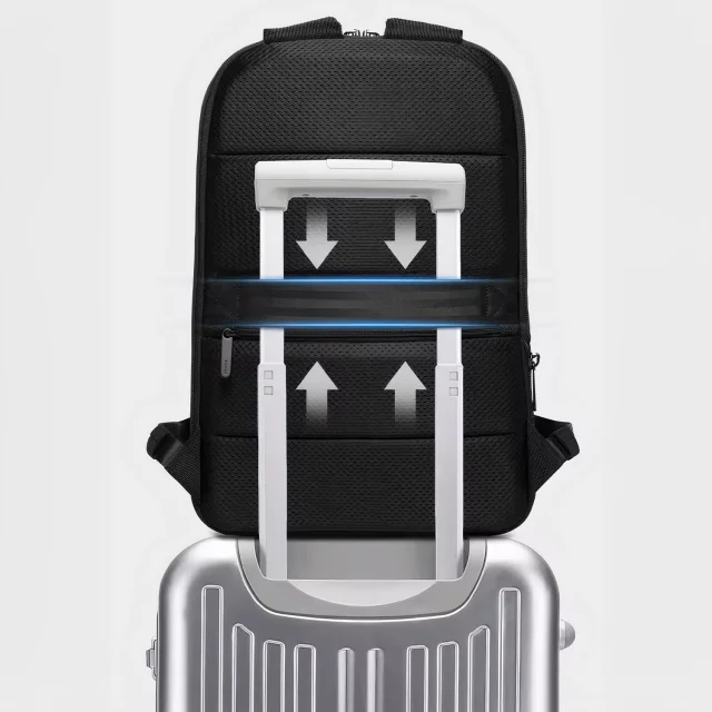 Bange Wasserdichter Rucksack, Laptoptasche, 17 Zoll, Reise, erweiterbar, 49 x 33 x 6 cm, für Arbeit, Schule, Flugzeug, Herren, Damen, Schwarz