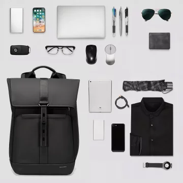 Bange Wasserdichter Rucksack für Laptops bis 15,6 Zoll, 43 x 30 x 18 cm, ideal für Stadt, Reisen, Arbeit und Flugreisen, für Damen und Herren, Schwarz