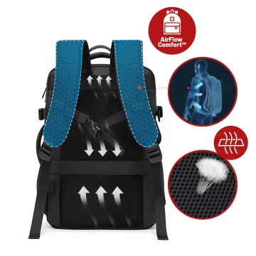 Plecak podróżny Bange BackPack biznesowy plecak rozszerzalny Torba pojemna do laptopa 17.3" z portem USB Czarny