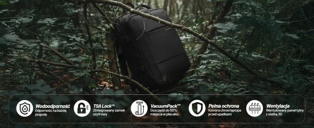 Bange Wasserdichter Laptop-Rucksack für Städtetrips, 46 x 30,5 x 20 cm, erweiterbar für Flugreisen, für Damen und Herren, mit Vakuumfach und Vakuumpumpe, Schwarz