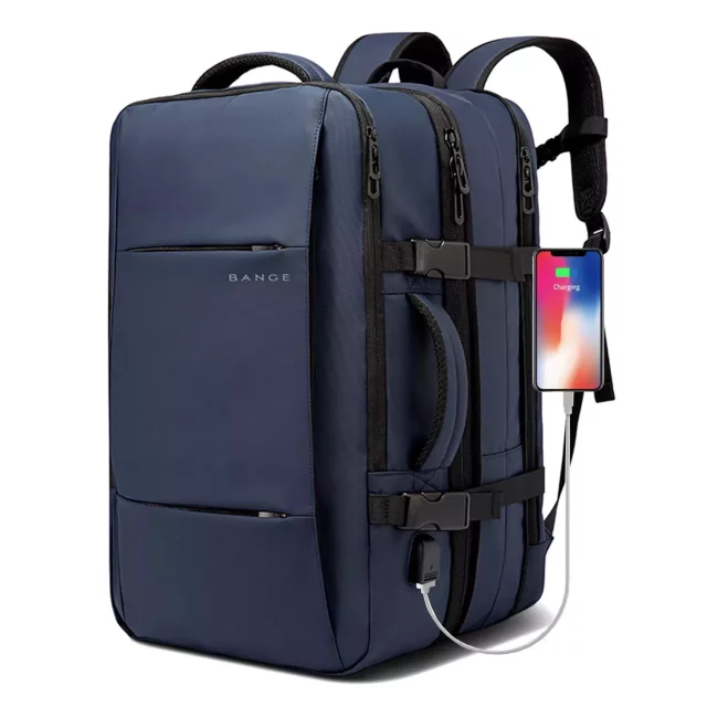 Cestovní batoh Bange BackPack business rozšiřitelný batoh Prostorná taška na 17,3" notebook s USB portem Černá