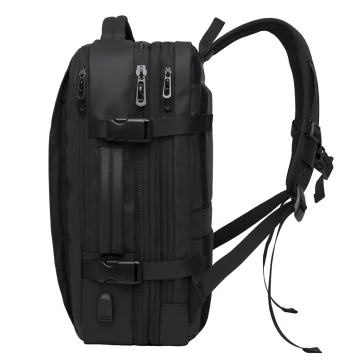 Bange wasserdichter Rucksack für 15,6-Zoll-Laptop, Stadtreisender, 45 x 30 x 16 cm, für Arbeit, Flugzeug, Herren, Damen, mit USB-Anschluss Schwarz