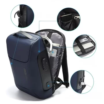 Anti-theft backpack Bange waterproof for laptop up to 15.6" multifunctional Black