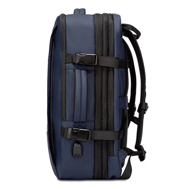 Wasserdichter Rucksack von Bange für Laptops bis 15,6 Zoll, 47 x 31 x 15–25 cm, ideal für Stadt und Reisen, Arbeit und Flugreisen, mit USB-Anschluss, Marineblau