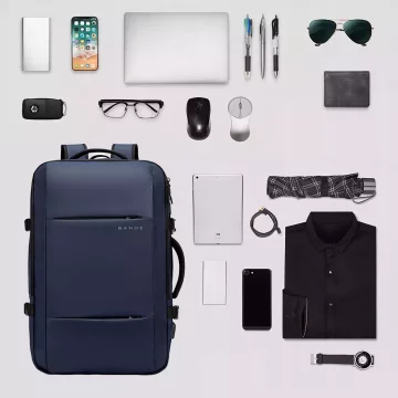 Cestovní batoh Bange BackPack business rozšiřitelný batoh Prostorná taška na 17,3" notebook s USB portem Černá