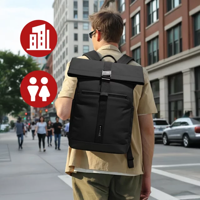 Plecak wodoodporny Bange 21L na laptopy do 15.6" i tablet 12.9" – pojemny, wygodny, oddychający, odporny na zużycie, miejski i podróżny do pracy i samolotu – Czarny