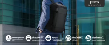 Bange voděodolný batoh na 15,6" notebook, městský cestovatel, 45x30x16 cm, do práce, do letadla, pánské, dámské, s USB portem Černá