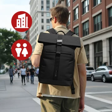 Bange Waterproof Backpack for Laptop 15.6" City Travel 45x30x16 cm for Work Airplane Men's Women's with USB Port Black