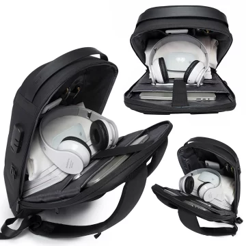 Bange wasserdichter Rucksack für 15,6-Zoll-Laptop, Stadtreisender, 45 x 30 x 16 cm, für Arbeit, Flugzeug, Herren, Damen, mit USB-Anschluss Schwarz