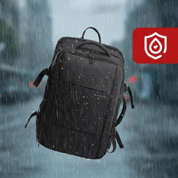 Bange Waterproof Laptop Backpack for City Travel 46x30.5x20 cm with the possibility of expansion for work on an airplane for men and women with a vacuum compartment and a vacuum pump Black