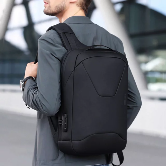Bange Anti-theft Waterproof Backpack for 15.6" Laptop, City Travel, 46x30x15 cm for Work, Airplane, Men's, Women's, with USB Port and Combination Lock, Black