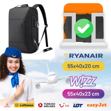 Batoh Bange proti krádeži voděodolný pro notebook do 15,6" multifunkční černý