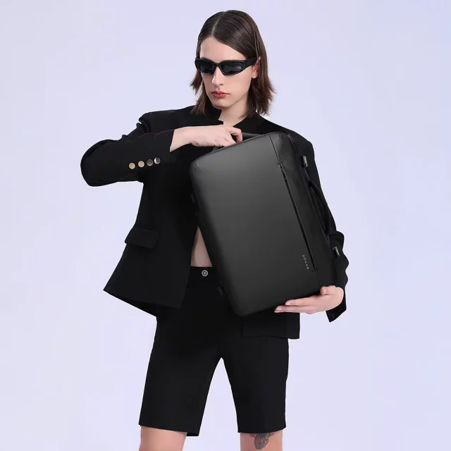 Wasserdichter Rucksack von Bange für 17-Zoll-Laptops, ideal für Stadtreisen, 47,5 x 31 x 26 cm, erweiterbar für Arbeit und Flugreisen, für Damen und Herren, schwarz