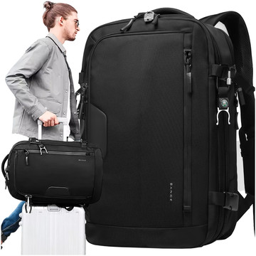 Bange Vodotěsný batoh pro 15,6" notebook City Traveler Rozšiřitelný 55 x 35 x 21-27 cm pro Letadlo Pánské Dámské Visací zámek Kompas klip na láhev Černá