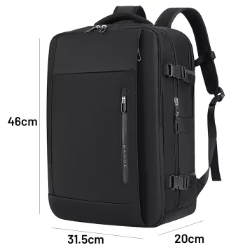 Bange wasserdichter Rucksack für 15,6-Zoll-Laptop, Stadtreisender, 45 x 30 x 16 cm, für Arbeit, Flugzeug, Herren, Damen, mit USB-Anschluss Schwarz