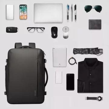 Bange voděodolný batoh na 15,6" notebook, městský cestovatel, 45x30x16 cm, do práce, do letadla, pánské, dámské, s USB portem Černá