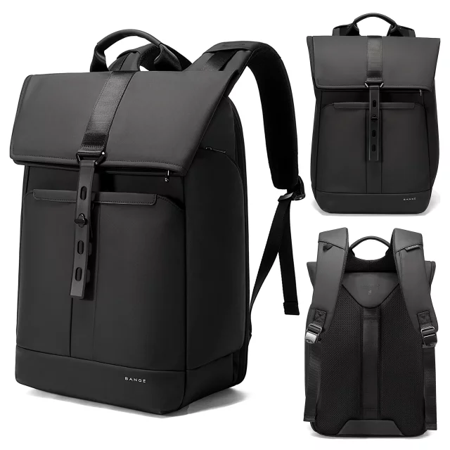 Bange Waterproof Backpack for Laptop 15.6" City Travel 45x30x16 cm for Work Airplane Men's Women's with USB Port Black