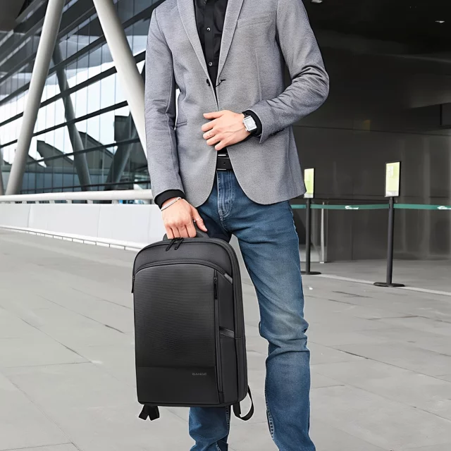 Bange Waterproof Backpack Laptop Bag 17" Travel Expandable 49x33x6 cm for Work School Airplane Men's Women's Black