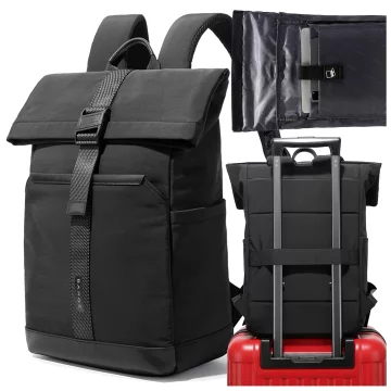 Bange wasserdichter Rucksack für 15,6-Zoll-Laptop, Stadtreisender, 45 x 30 x 16 cm, für Arbeit, Flugzeug, Herren, Damen, mit USB-Anschluss Schwarz