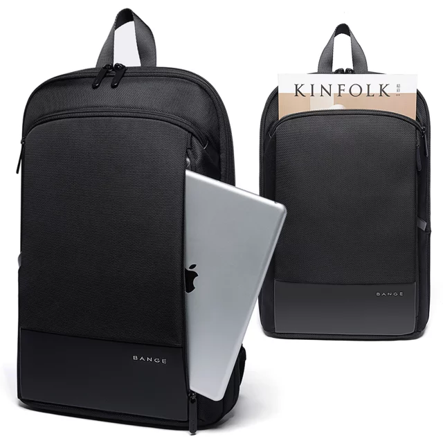 Bange wasserdichter Rucksack für 15,6-Zoll-Laptop, Stadtreisender, 45 x 30 x 16 cm, für Arbeit, Flugzeug, Herren, Damen, mit USB-Anschluss Schwarz