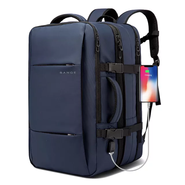 Bange Waterproof Backpack for Laptop 15.6" City Travel 45x30x16 cm for Work Airplane Men's Women's with USB Port Black