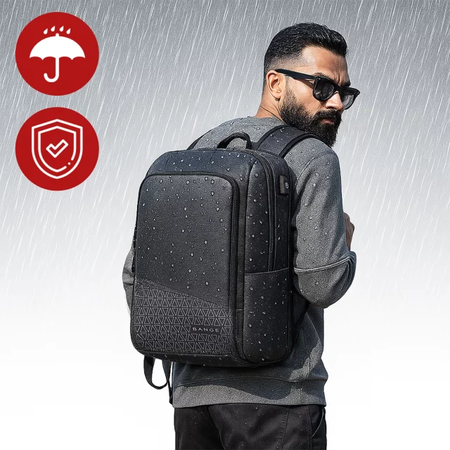 Bange Waterproof Backpack for Laptop 15.6" City Travel 45x30x16 cm for Work Airplane Men's Women's with USB Port Black