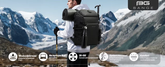 Bange wasserdichter Rucksack für 15,6-Zoll-Laptop, Stadtreisender, 45 x 30 x 16 cm, für Arbeit, Flugzeug, Herren, Damen, mit USB-Anschluss Schwarz