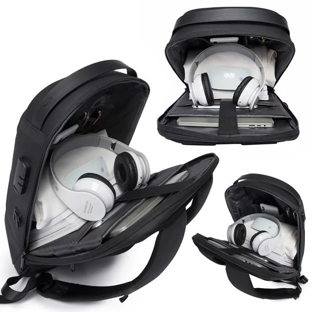 Bange wasserdichter Rucksack für 15,6-Zoll-Laptop, Stadtreisender, 45 x 30 x 16 cm, für Arbeit, Flugzeug, Herren, Damen, mit USB-Anschluss Schwarz