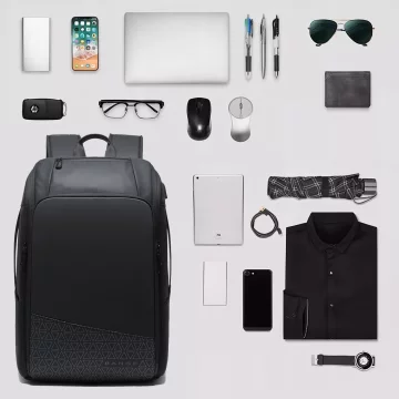 Bange wasserdichter Rucksack für 15,6-Zoll-Laptop, Stadtreisender, 45 x 30 x 16 cm, für Arbeit, Flugzeug, Herren, Damen, mit USB-Anschluss Schwarz