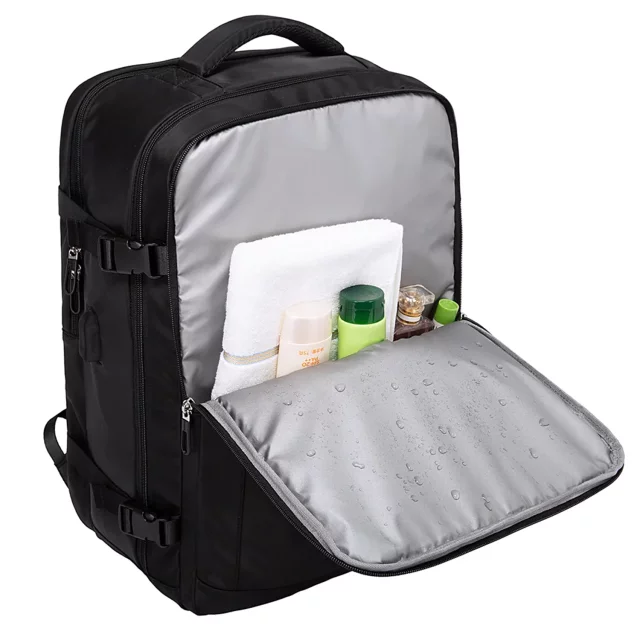 Plecak wodoodporny Bange na laptopa 15.6" miejski podróżny 46x31.5x20 cm do pracy samolotu męski damski z z gniazdem USB Czarny