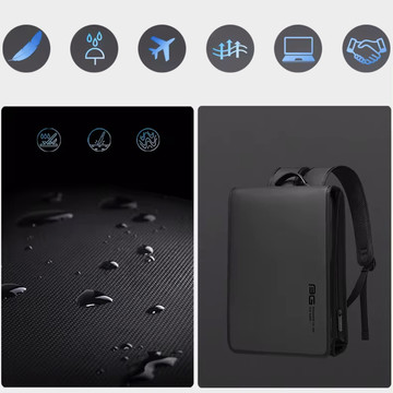 Bange Wasserdichter Rucksack, Laptoptasche, 14 Zoll, Stadtreise, 39,5 x 29,5 x 8 cm, für Arbeit, Schule, Flugzeug, Herren, Damen, schmal, Schwarz