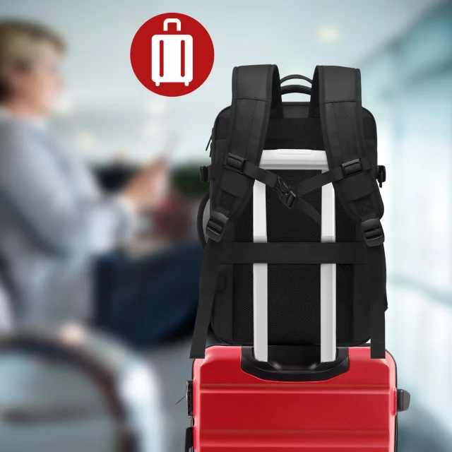 Reiserucksack Bange BackPack Business erweiterbarer Rucksack Geräumige Tasche für 17,3-Zoll-Laptop mit USB-Anschluss Schwarz