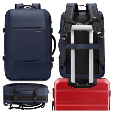 Bange BackPack Cestovní batoh Rozšiřitelný pracovní batoh Prostorná taška na 17,3" notebook s USB portem Tmavě modrá
