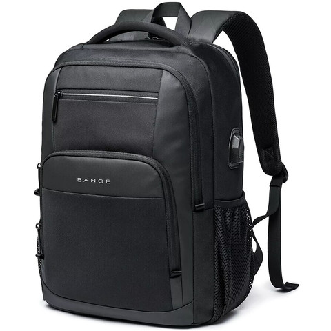 Bange Waterproof Backpack for Laptop 15.6" City Travel 45x30x16 cm for Work Airplane Men's Women's with USB Port Black