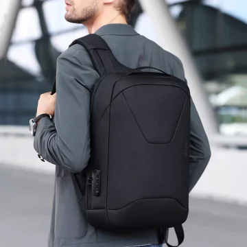 Bange Anti-theft Waterproof Backpack for 15.6" Laptop, City Travel, 46x30x15 cm for Work, Airplane, Men's, Women's, with USB Port and Combination Lock, Black