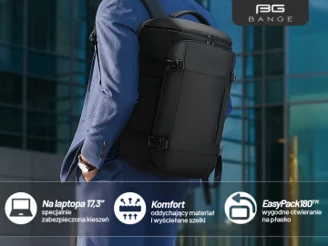 Bange Waterproof Backpack for Laptop 15.6" City Travel 45x30x16 cm for Work Airplane Men's Women's with USB Port Black