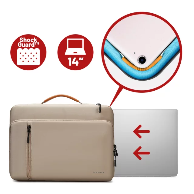 Torba wodoodporna Bange na laptopa do 14" – pojemna i wygodna, odporna i oddychająca, miejska i podróżna do pracy i samolotu, unisex – Beżowa