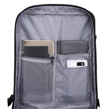 Bange voděodolný batoh na 15,6" notebook, městský cestovatel, 45x30x16 cm, do práce, do letadla, pánské, dámské, s USB portem Černá